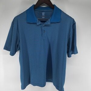 PGA Tour Golf Polo Shirt Mens XL Blue Striped Moisture Wick Sports Performance